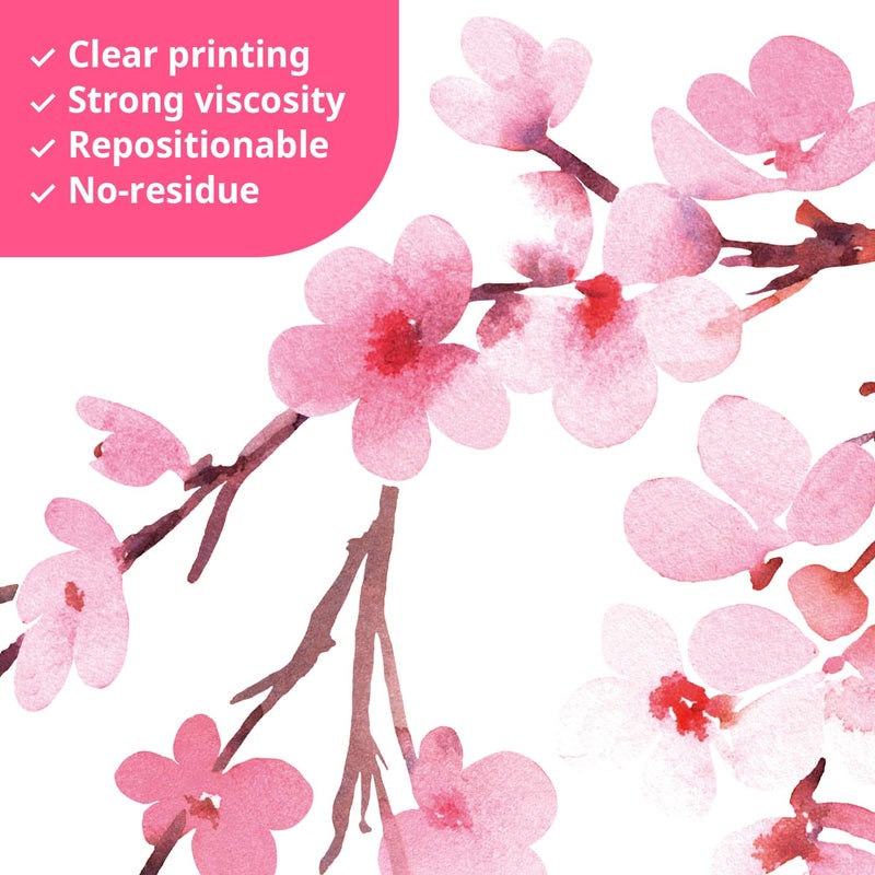 DECOWALL DS6-2003 Watercolor Cherry Blossoms Kids Wall Stickers Wall Decals Peel and Stick Removable Wall Stickers for Kids Nursery Bedroom Living Room dÃ©cor - Image 4